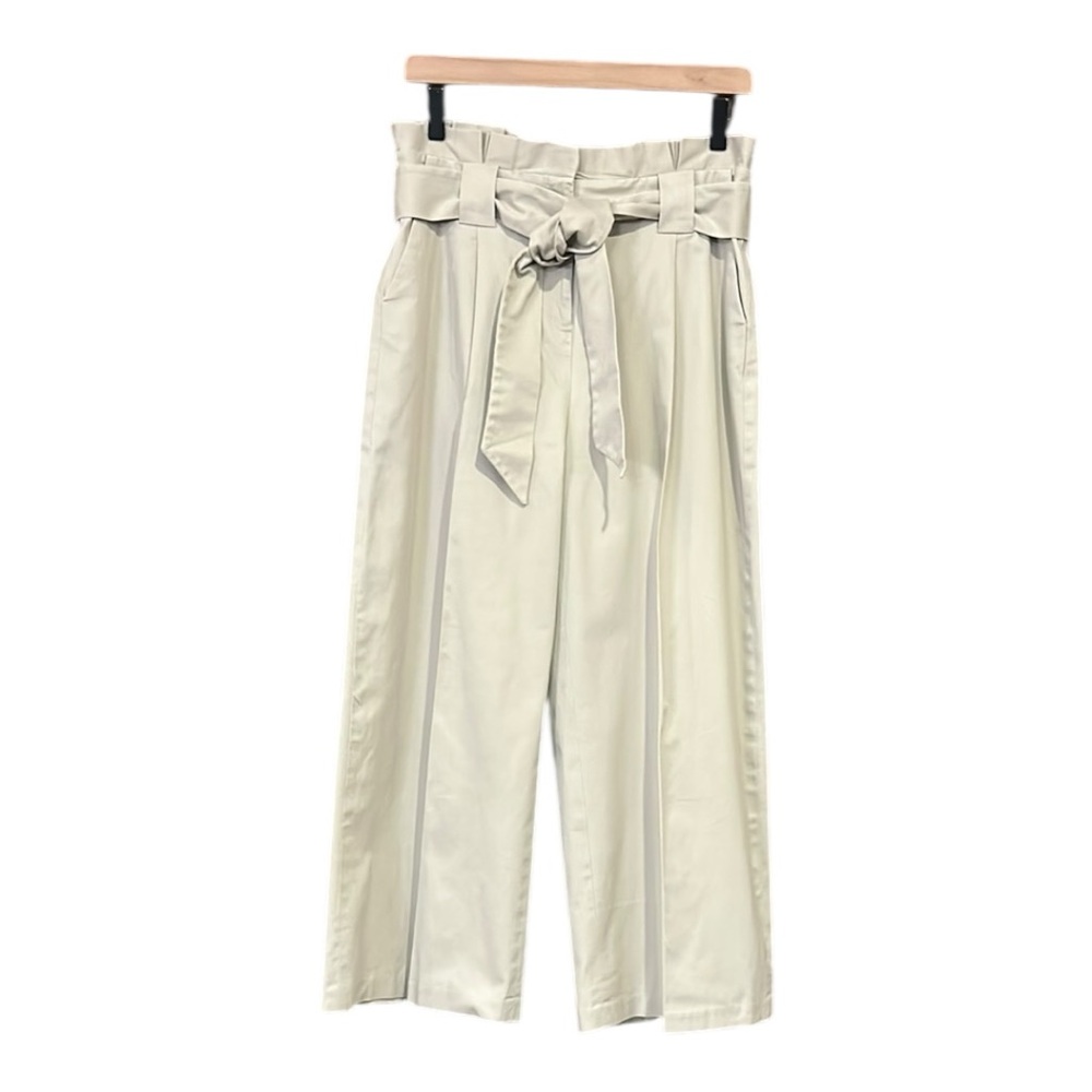 Halogen Paperbag Belted Wide Leg Cropped Pants Beige Women’s Size 8 - Picture 5 of 14